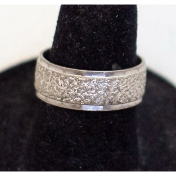 Size 7, Vintage Intricate Sea Waves Pattern Sterling Silver Ring - A23 - Picture 1 of 3